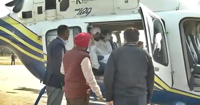 cm channi in helicopter
