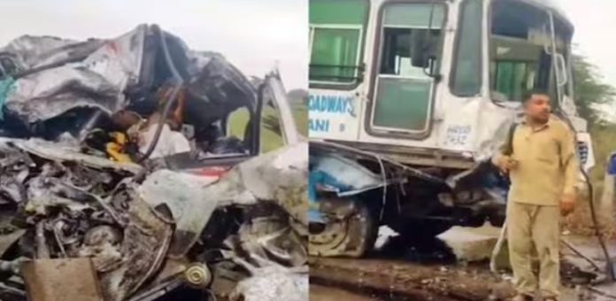car and bus accident in haryana