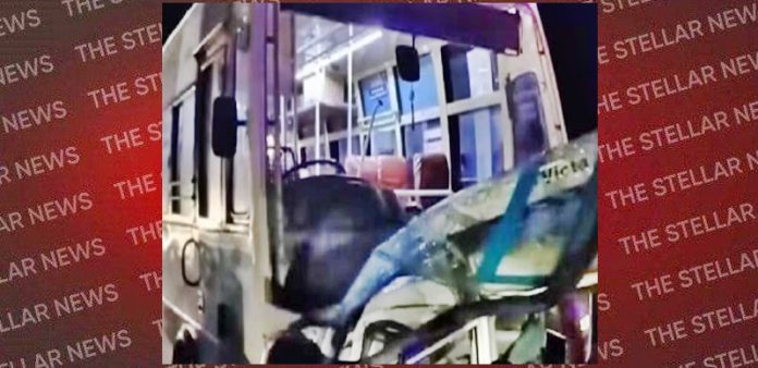 bus and car collapse