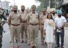 चुनाव के मद्देनजर हरियाणा थाना पुलिस ने निकाला फ्लैग मार्च