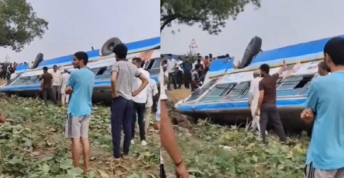bus fell down haryana
