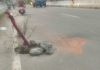 नलोइयां चौक से दसूहा मार्ग पर पुल के समीप बना गड्ढा दे रहा हादसों को आमंत्रण