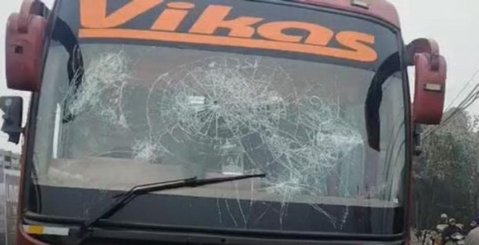 bus broken on the road