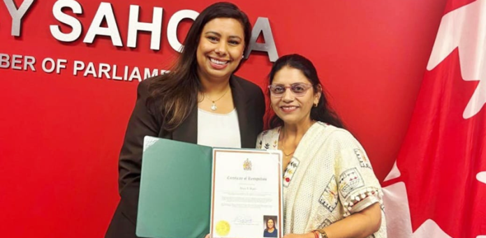 mp-canada-ruby-sahota-honoured-anju-v-ratti-from-hoshiarpur