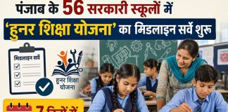 पंजाब के 56 सरकारी स्कूलों में ‘हुनर शिक्षा योजना’ का मिडलाइन सर्वे शुरू; 7 दिनों में डेटा भेजने के निर्देश